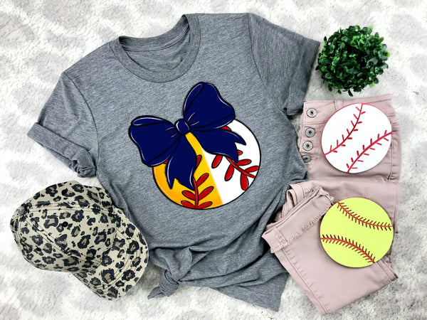 Baseball/Softball Bows and Balls, DTF or Sublimation Ready to Press Transfer