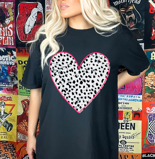 Dalmatian Heart Pink Outline Or Love with Pink Outline, Valentine's Day, Ready to Press