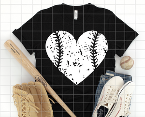 Screen print,  Heart Baseball or Softball Transfer