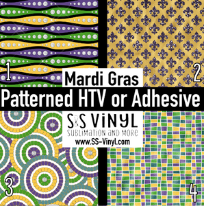 Mardi Gras Pattern Permanent Adhesive Vinyl