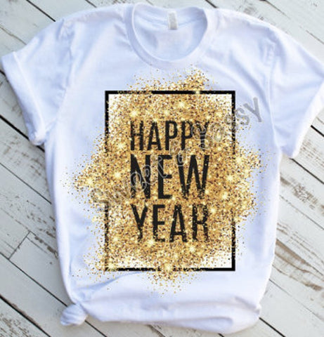 Happy New Year Gold Sublimation Transfer