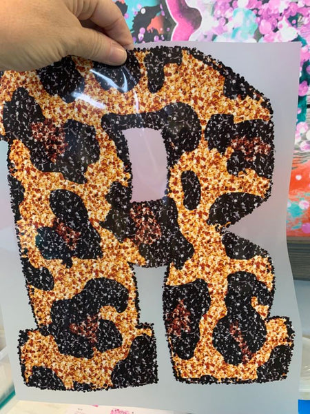 Sequined Leopard Print Letter,  DTF or Sublimation Ready to Press transfer