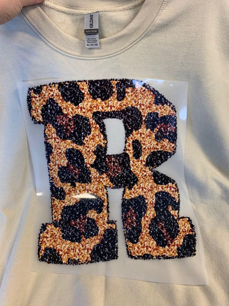 Sequined Leopard Print Letter,  DTF or Sublimation Ready to Press transfer
