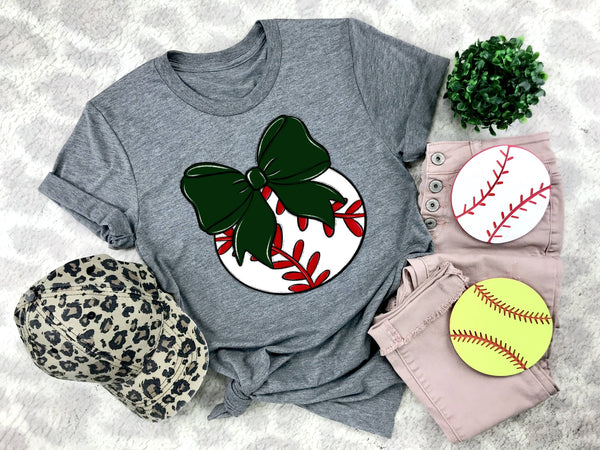 Baseball Bows and Balls, DTF or Sublimation Ready to Press Transfer