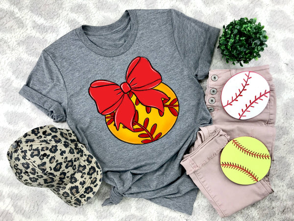 Softball Bows and Balls, DTF or Sublimation Ready to Press Transfer
