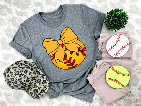 Softball Bows and Balls, DTF or Sublimation Ready to Press Transfer