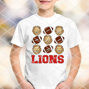 Lions Football Red (Sport Font) Sublimation, DTF, or HTV Transfer