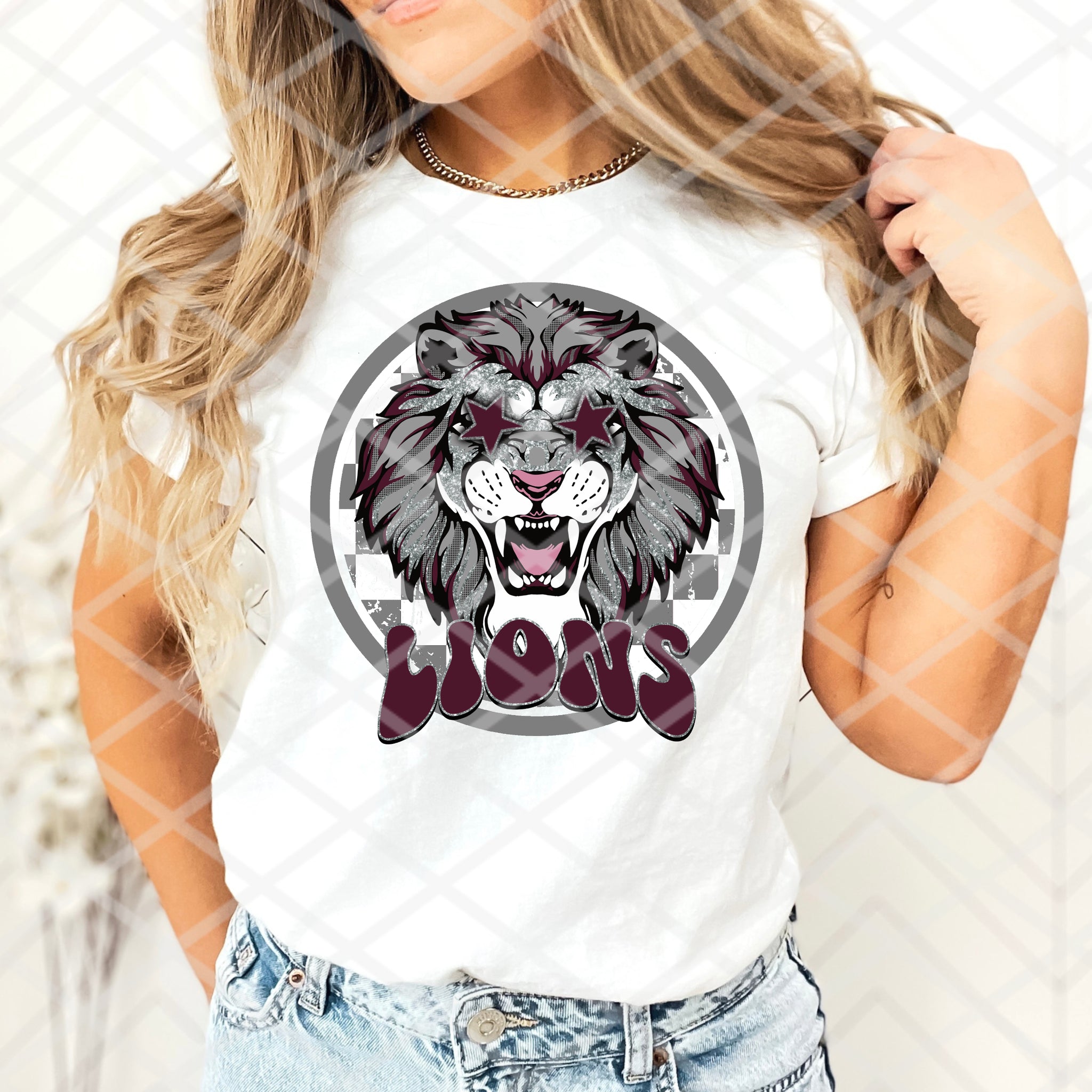 Lions Preppy, Maroon Sublimation, DTF, or HTV Transfer