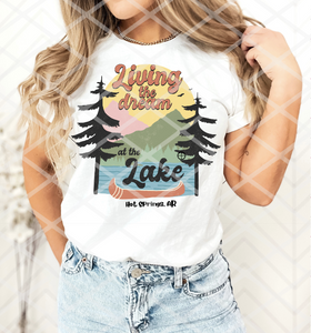 Living on Lake Time with Custom Name, Ready to Press Sublimation Transfer