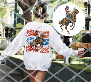 Make America Cowboy Again with Pocket, Patriotic Ready to Press Sublimation Transfer