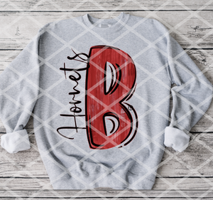 Painted B Hornets (black) Sublimation or DTF Transfer