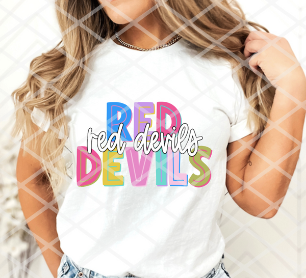 Red Devils Big and Bright, Sublimation, DTF, or HTV Transfer