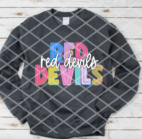 Red Devils Big and Bright, Sublimation, DTF, or HTV Transfer