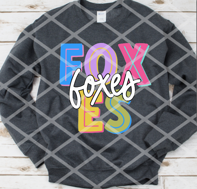 Foxes Big and Bright Sublimation, DTF, or HTV Transfer