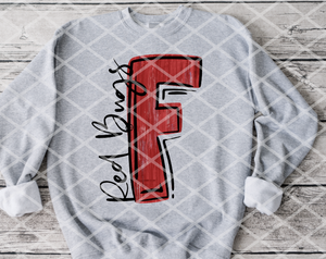 Painted F Red Bugs (black) Sublimation or DTF transfer