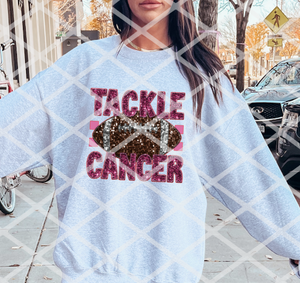 Tackle Cancer Football Sparkle, Breast Cancer, Sublimation or DTF Transfer