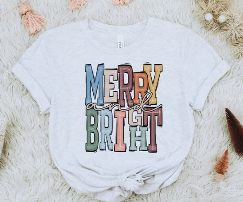 Merry & Bright Sublimation or DTF Transfer