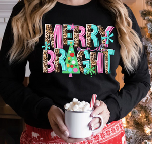 Merry and Bright Preppy Sublimation and DTF Iron on Transfers