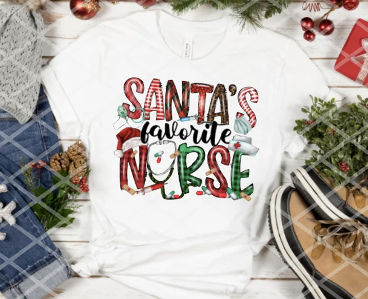 Santa's Favorite Nurse Sublimation or DTF Transfer