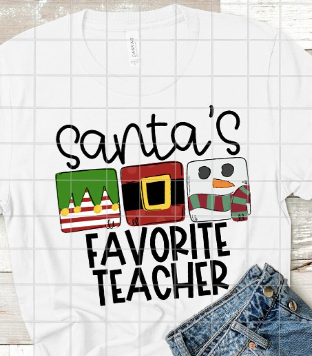 Santa's Favorite Teacher Sublimation or DTF Transfer