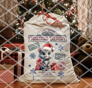 Puppies and Cats, Santa Sack Transfer, Ready to Press, Sublimation Transfer