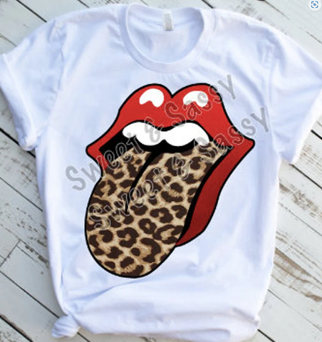 Leopard print tongue, Red Lips, DTF Valentine's Day, Ready to Press