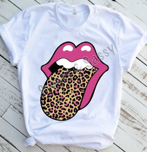 Leopard print tongue, Pink Lips, DTF Valentine's Day, Ready to Press