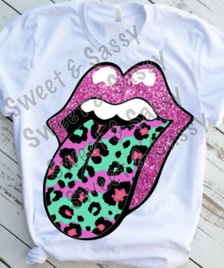 Leopard print tongue, Lips, DTF Valentine's Day, Ready to Press