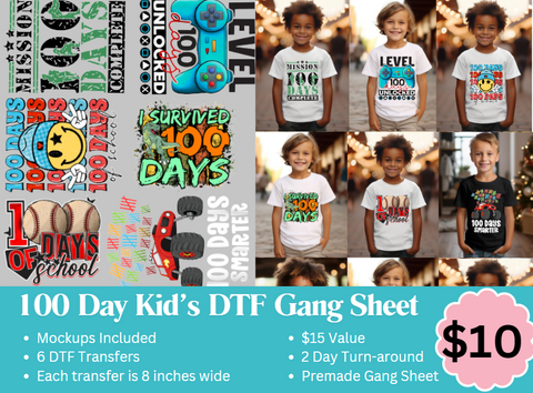 100 Day DTF Gang Sheet Transfers