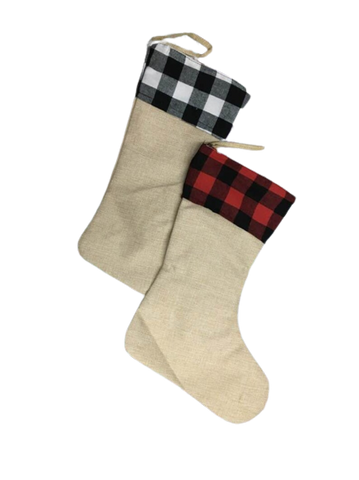 Plaid Christmas Linen Stocking for sublimation