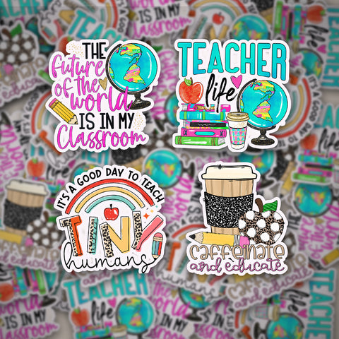 Teacher Occupation Stickers, 4 Pack, Permanent Vinyl Decals ($1.50 each)
