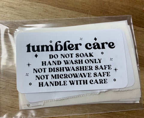 Tumbler Care Instruction Stickers
