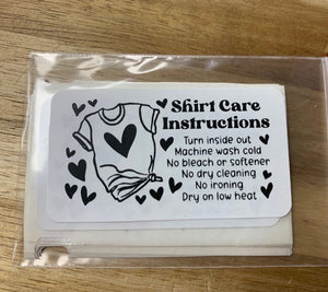 Shirt Care Instruction Stickers