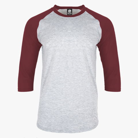 Sublimation Baseball Tees with Maroon Sleeves 94% polyester