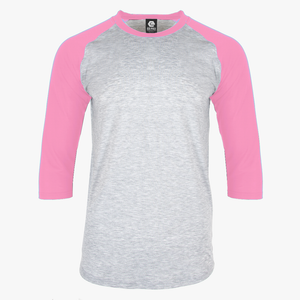 Sublimation Baseball Tees with Pink Sleeves 94% polyester