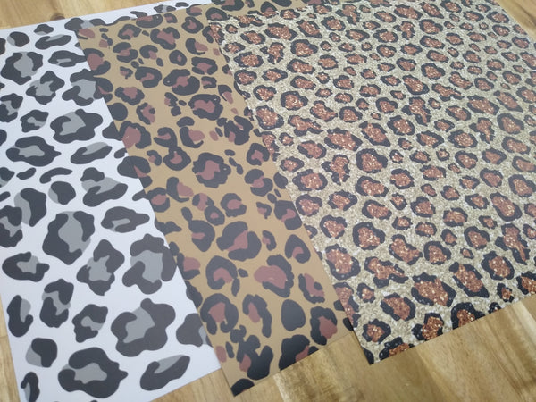 Glitter Leopard Print Pattern Permanent Adhesive Vinyl