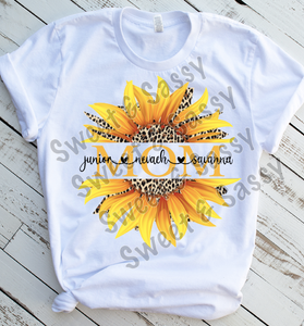 Customizable Mom or Grandparent Sunflower with kids or grandkids' names