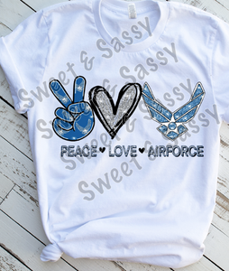 Peace Love Airforce Sublimation Transfer