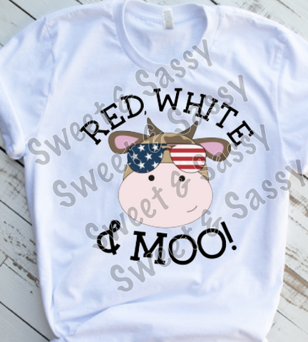 Red White and Moo USA Sublimation Transfer
