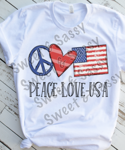 Peace Love USA, 4th of July Sublimation Transfer