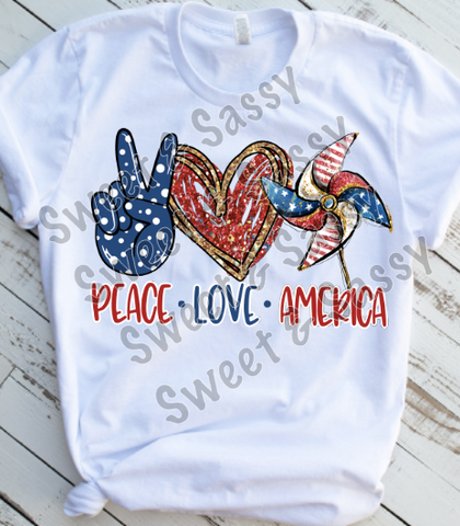 Peace Love America, USA Sublimation Transfer