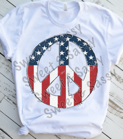 Peace Love America, 4th of July Sublimation Transfer