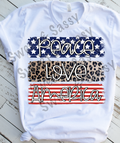 Peace Love America, 4th of July Sublimation Transfer