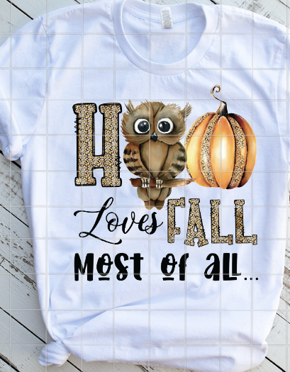 Hoo loves fall most of all Sublimation Transfer