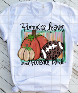 Pumpkins Leaves and Football Sublimation Transfer