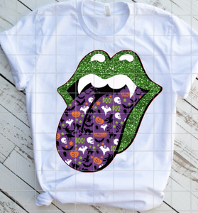 Halloween tongue with Green Lips Sublimation Transfer