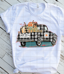 Plaid Truck with Pumpkins Sublimation Transfer