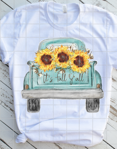 Blue Truck with Sunflowers Sublimation Transfer