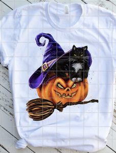 Black Cat with Pumpkin Sublimation Transfer