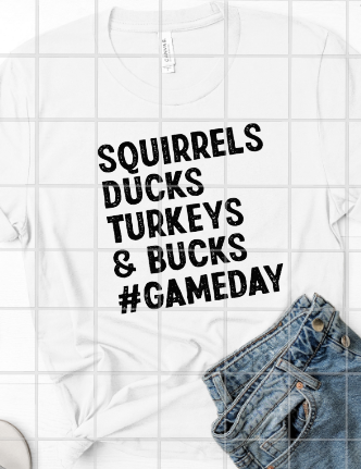 Squirrels Ducks Turkeys Gameday Sublimation Transfer